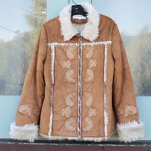 Boho Hippy Faux Leather/ Faux Fur Tan Jacket